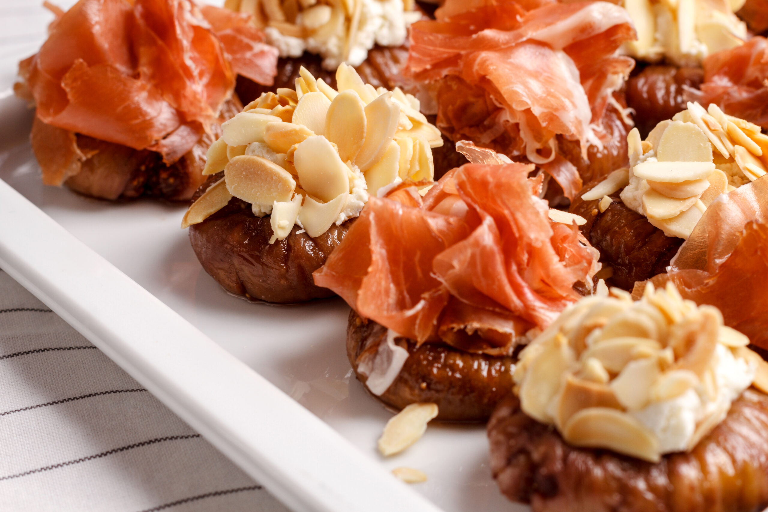 Picture of canape on white background. Macro.
